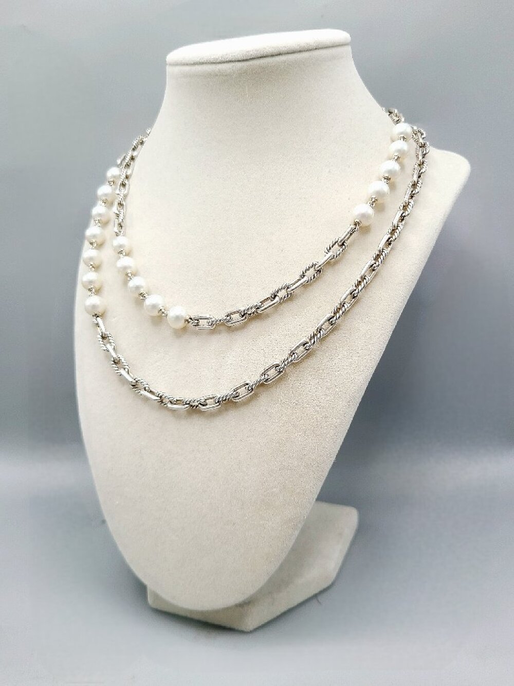 David Yurman Madison Chain Necklace w/ Pearls - 36" - RARE - Picture 4 of 15